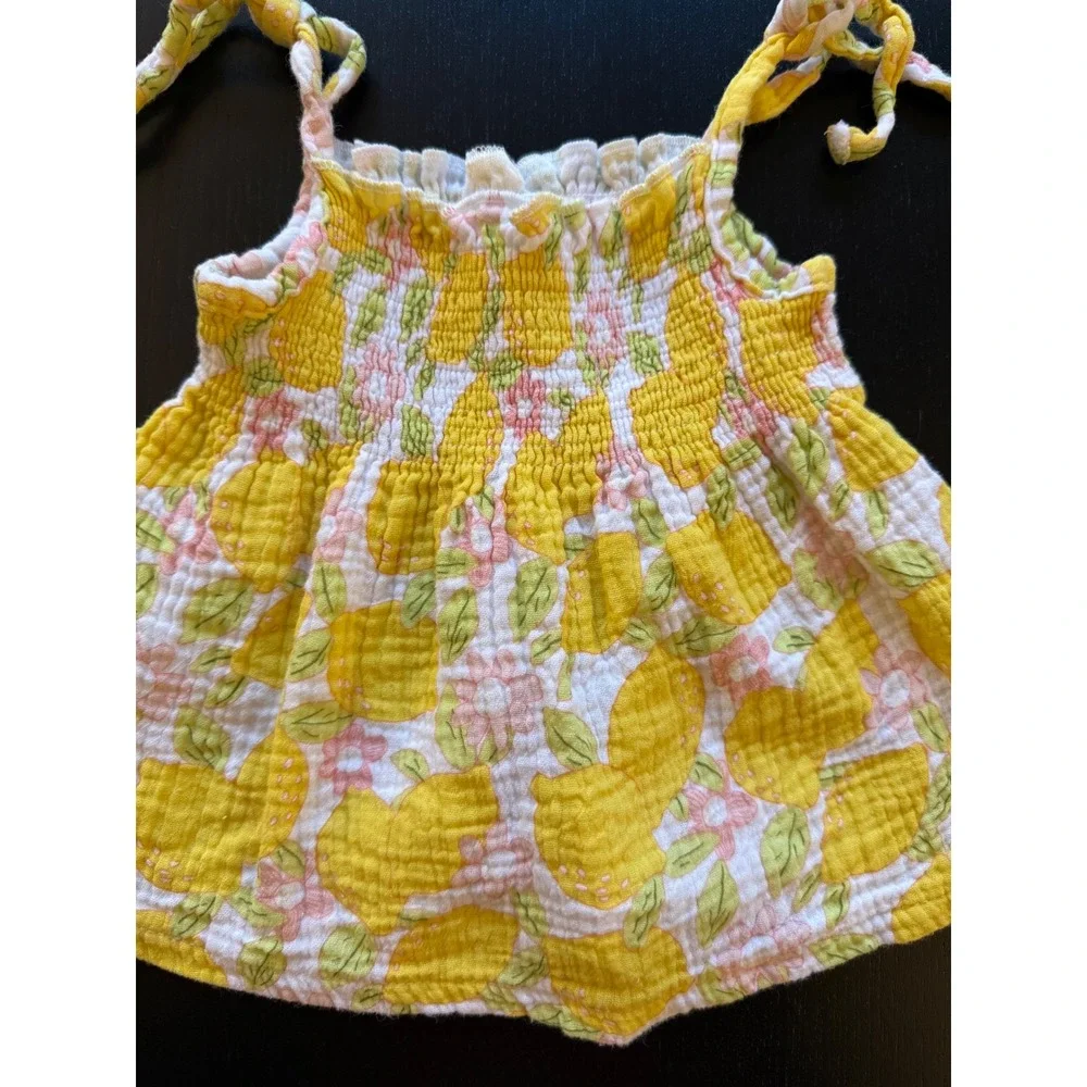 Starting‎ Out Baby Smocked Lemon Top Girls 12m Yellow Soft Lightweight Cotton